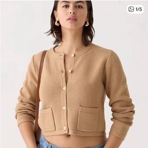 Jcrew Emilie Patch-Pocket Camel Patch-Pocket Cardigan